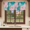 thumbnail image 6 of Teal Pink Marble Curtain Valances for Windows, Kitchen Valance Window Treatments Panel 2 Pack, Abstract Ink Painting Luxury Modern Rod Pocket Short Curtains for Bathroom Bedroom 42 x 18 Inch, 6 of 8