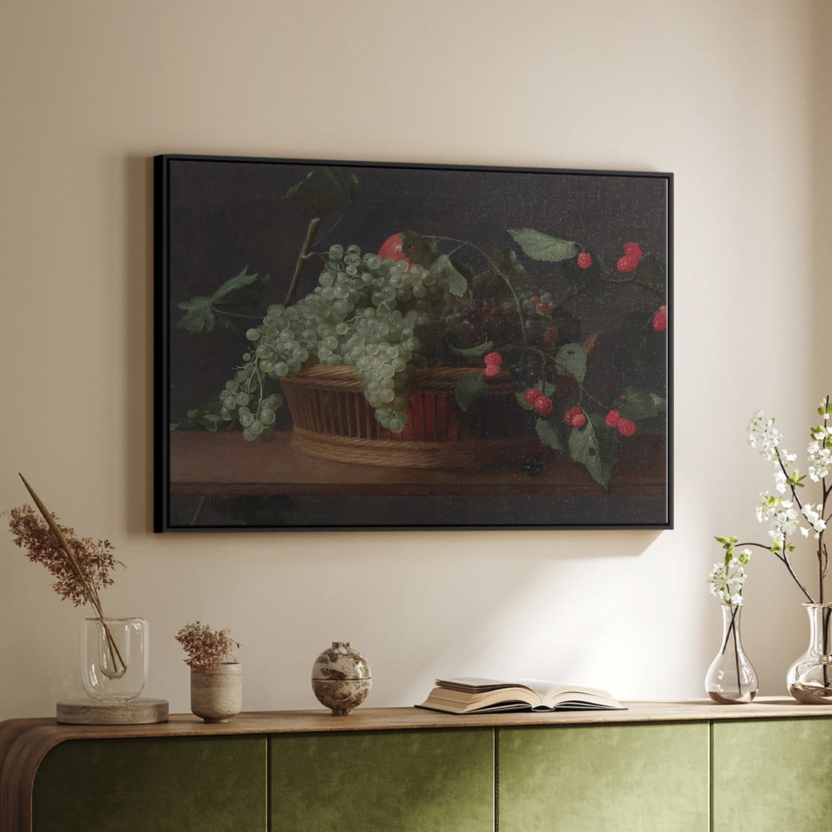 Vintage Botanical Print-LXXXIX By Wexford Home Framed in Black Wood Gallery Wrapped Canvas 27 in. x 41 in.
