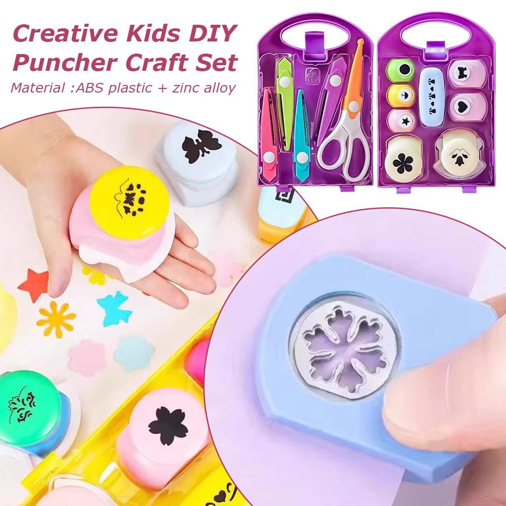 Pekkaxy Mini Paper Punch Machine Set For Kids Handmade Labor Saving Embossing Tool Scrapbook Craft Puncher Set For Paper DIY Art