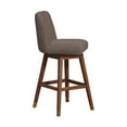thumbnail image 2 of Amalie Swivel Bar or Counter Stool in Brown Oak Wood Finish with Taupe Boucle Fabric, 2 of 7