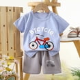 thumbnail image 2 of TOWED22 Toddler Baby Girls Boys Outfits 2pcs Clothes Summer Graphic Short Sleeve Crewneck T-Shirt Tee Shorts Set Pockets(Sky Blue,3-4 Y), 2 of 4