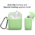 thumbnail image 5 of AirPods Case, GMYLE Soft SiliconeProtective Skin Cover with Keychain Compatible for Apple AirPods 1 / 2, Matcha Green + Cleaning Sticky Squares, 5 of 7