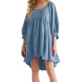 thumbnail image 1 of Women Oversized Sweatshirt Dress Raglan Lantern Sleeve Scoop Neck Pullover High Low Hem Flowy Babydoll Mini Dress, 1 of 3