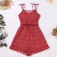 thumbnail image 3 of FYMNSI Mommy and Me Rompers Matching Outfit Sleeveless Belted Casual Jumpsuit Spaghetti Strap Short Overall Set Red (Women XL), 3 of 10