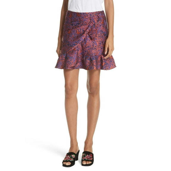 OPENING CEREMONY Women's Deep Plum Jacquard Ruffle Skirt Size 9