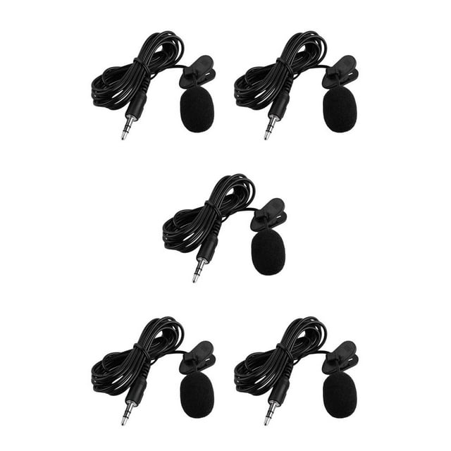 tamizeot 3.5mm Wired Professional Lapel Microphone Live Streaming Noise Cancelling Interview Clip-on Anti-interference Mic Black 5Set