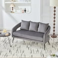 thumbnail image 3 of Sofas for Two 53.7"Modern Upholstered Velvet Open Back Loveseat Settee with 3 Pillows, Small Comfy Sofa 2-Seater Mini Sofa for Small Space with Metal Legs, Living Room Bedroom Office Dorm Studio Apar, 3 of 9