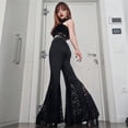 thumbnail image 5 of Patchwork Lace Flared Pants Women Gothic Dark High Waist Hip Hop Slim Fitting Trousers 2023 Street Pants, 5 of 9