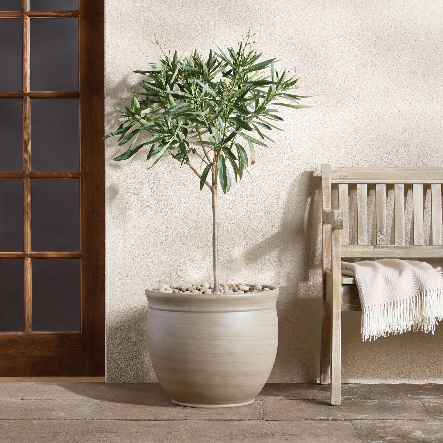 Mainstays Sienna 19.9" x 19.9" x 16.7" Round Birch Gray 100% Recycled Resin Planter