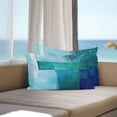 thumbnail image 3 of Lumbar Pillow Covers 20x12 Inch Set of 2, Teal Blue Oil Painting Waterproof Outdoor Pillow Covers, Modern Abstract Geometric Art Decorative Cushion Pillowcases for Couch, Sofa, Bed, Garden, Patio, 3 of 9