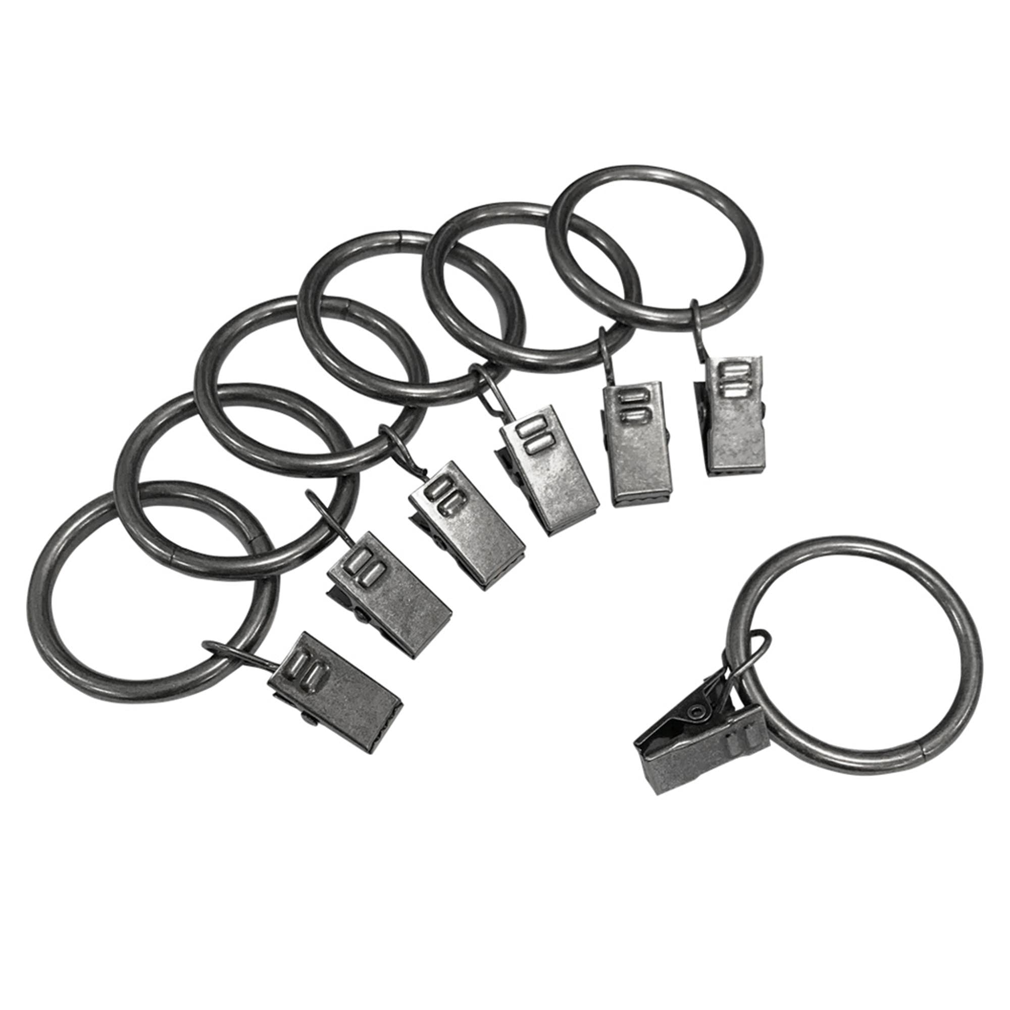 Lumi 1-1/4 in. Clip Rings For 3/4 in. Curtain Rods Gunmetal(7-Pack)