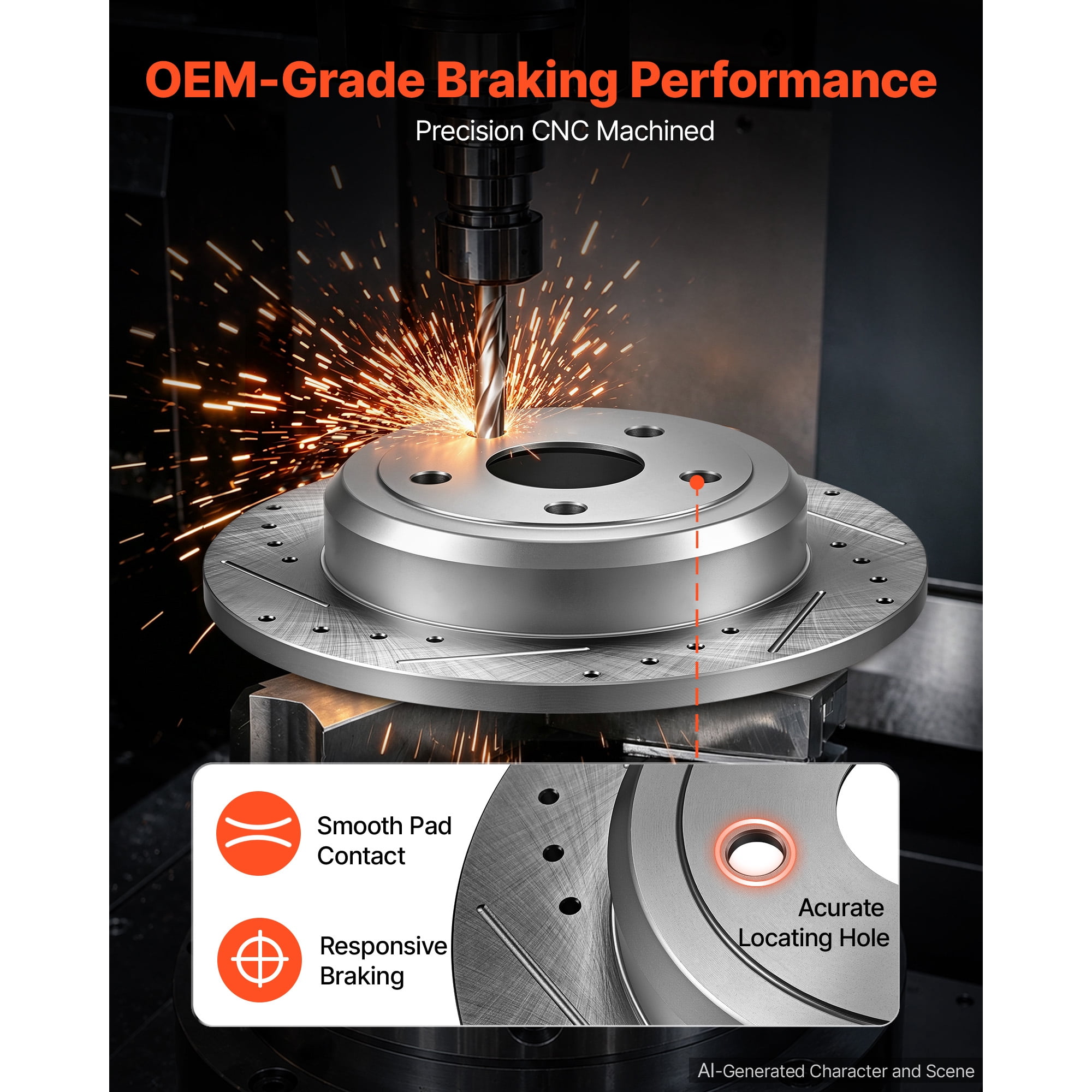 KFFKFF Front and Rear Brake Kit with Ceramic Brake Pads and Drilled Slotted Rotors, Compatible with 2011-2020 Dodge Durango 3.6L, 2011-2014 Jeep Grand Cherokee 3.6L 5.7L