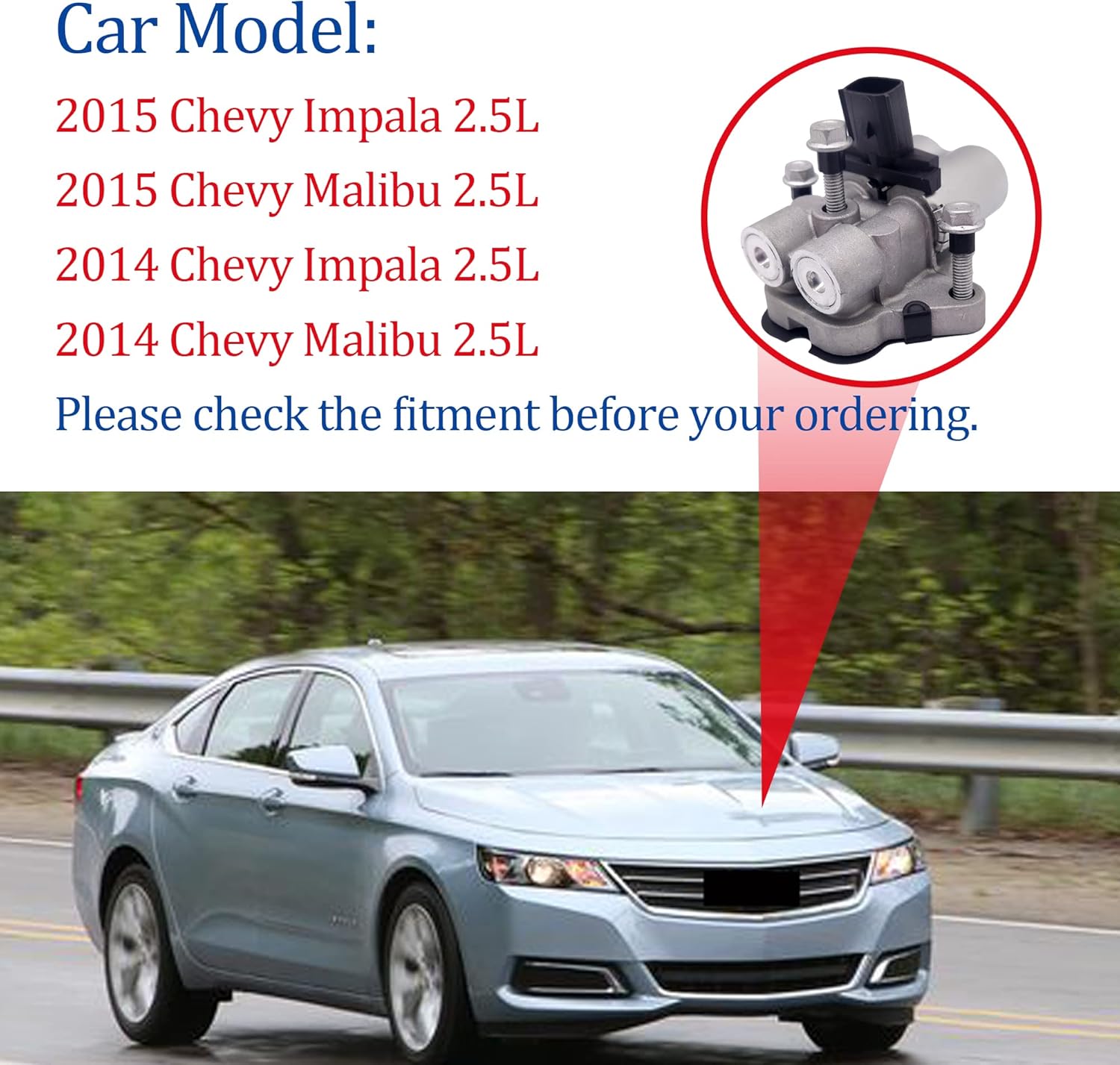 19419980 Engine Intake Variable Timing Oil Control Valve VVT Solenoid 916-806 12633613 for 2014 2015 Chevrolet Chevy Malibu Impala 2.5L Replaces# 916806 918-806