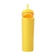 thumbnail image 2 of Billuyoard Botella de agua de 16 oz, taza de paja esmerilada de plástico de 2 capas, bebida portátil, taza de té de la leche, soporte para Mostrada Amarillo NO9, 2 of 6