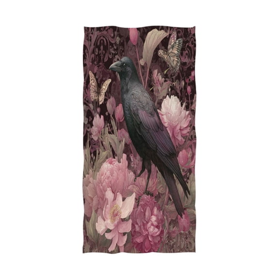 Qxltty Peony Crow Extra Large Bath Towel 32"x64" Super Soft Highly Absorbent Quick Dry Shower Towel for Hotel Bathroom Guest Spa Gym