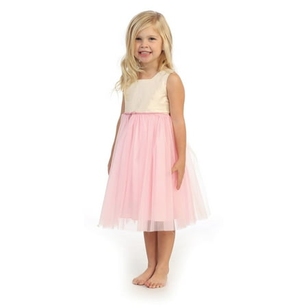 Angels Garment Little Girls Ivory Pink Silk Tulle Spring Dress 5