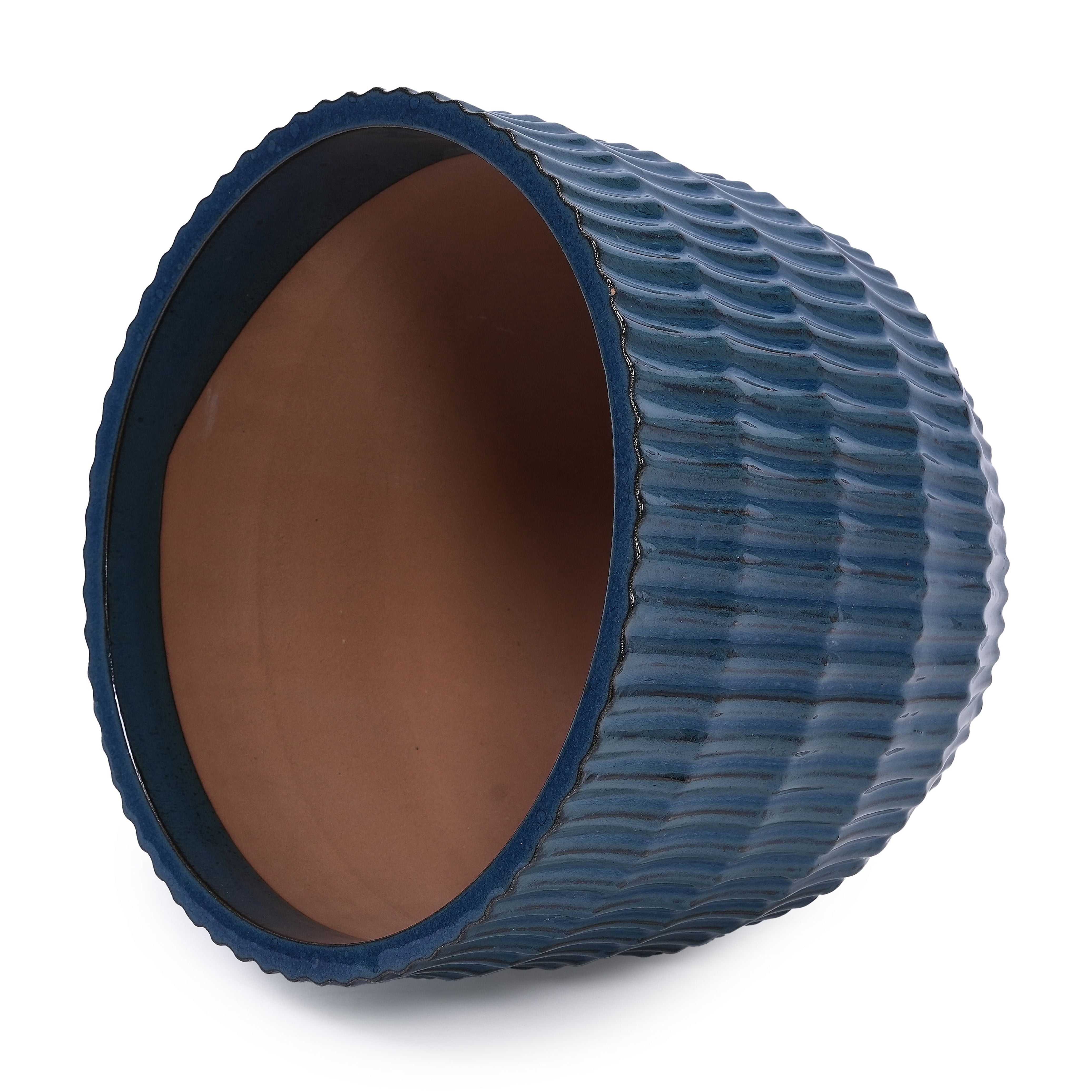 MAYEERTY 4 Pack Ceramic Plant Pots, Planter for Indoor Outdoor Patio, Garden, Blue