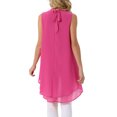 thumbnail image 3 of INSPIRAR CHIC Blusas sin mangas de gasa para mujer con cuello alto, lazo en la espalda, dobladillo asimétrico, camiseta de verano M Rosa intenso, 3 of 6