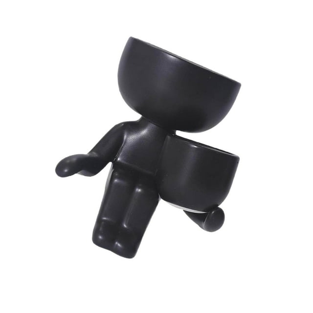 Xingzhi Contemporary Ceramic Flower Pot Human Flower Vase Plant Pot Planter Black 10x9x6cm 10x9x6cm 10x6x8cm 1Set