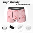 thumbnail image 2 of Men's Boxer Briefs, red hockey sticks pink Soft Comfy Mens Underwear Boxer Briefs Breathable With Widen Waist, 2 of 7