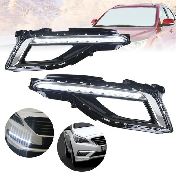 2PCS DRL LED Fog Lights Left and Right Fog Lights Fog Lamps For Hyundai Sonata 2015 2016 2017 Daytime Running Lamps