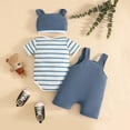 thumbnail image 6 of REDARER Boys Girls Short Sleeve Striped Prints Romper Bodysuit Cartoon Suspender Shorts Outfits,3-6 Months, 6 of 6