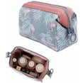 thumbnail image 2 of Neceser portátil con diseño de flores azul oscuro, neceser de viaje para mujer, neceser de maquillaje y organizador de cosméticos., 2 of 5