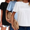 thumbnail image 4 of Baywell Women Shirt Dressy Casual Work Tops Chiffon Blouse Summer Short Sleeve Shirts, 4 of 6