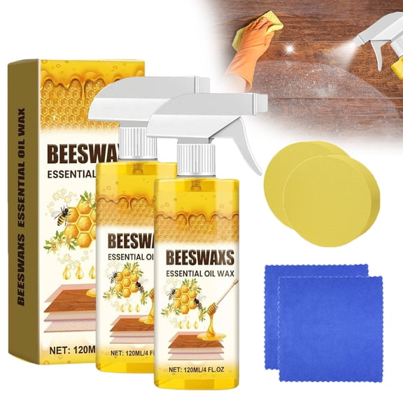 Beeswax Wood Polish Spray, Bees Wax Furniture Polish and Cleaner, Natural Micro-Molecularized Beeswax Spray for Living Rooms,Kitchens,Wood Furniture Floors