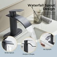 thumbnail image 3 of TVOFEK Waterfall Bathroom Faucet 1 or 3 Hole, Black Single Handle Bathroom Sink Faucets with Metal Pop up Drain and Deck Plate for Vanity Basin RV Lavatory, 3 of 12