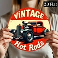 thumbnail image 4 of 1pc Vintage Red Car Round Aluminum Metal Sign - Cool Retro Wall Decor for Home, Garage, Dining Room, Cafe, Signs, Metal Wall Decor, Perfect for Room Decor 8*8inch, 4 of 6