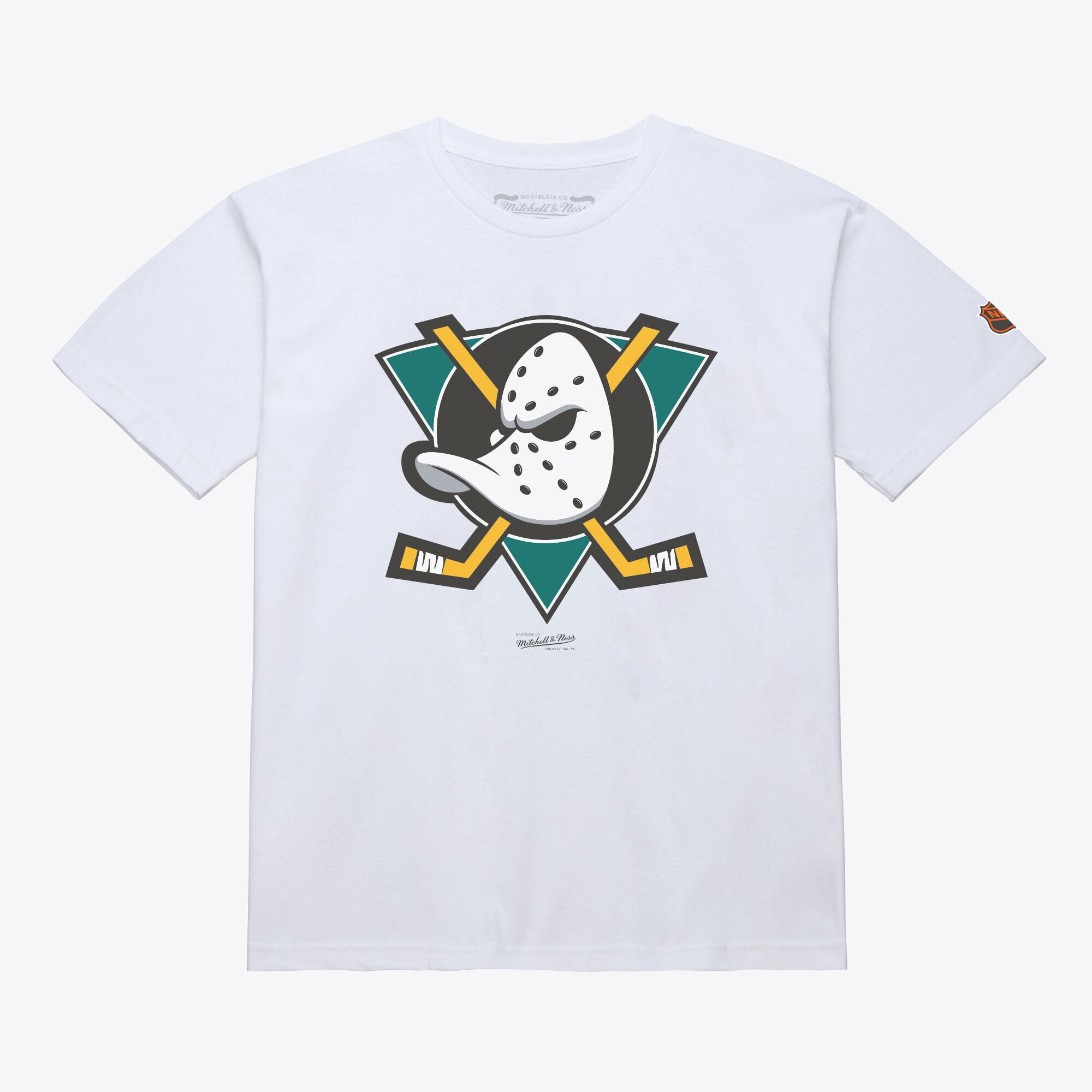 Men's Mitchell & Ness White Anaheim Ducks Core Vintage Logo T-Shirt