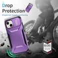 thumbnail image 2 of for iPhone 15 Plus, Luxury Sliding Camera Cover Soft TPU + Hard PC Shockproof Drop Protective Hybrid Stylish Ultra Slim Frosted Anti-slip Grip Phone Case for iPhone 15 Plus, Purple, 2 of 7