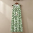 thumbnail image 6 of Jiueut Green Palm Leaf Print Sleeveless Maxi Dress for Women, Linen Look Summer Dresses, Loose Flowy Casual Long Dress with Pockets, Lightweight Beach Vacation Outfit, S, 6 of 7