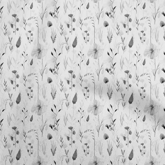 oneOone Cotton Cambric Gray Fabric Watercolor Floral Fabric For Sewing Printed Craft Fabric By The Yard 42 Inch Wide