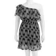 Juniors' Plus Floral One Shoulder Woven Dress