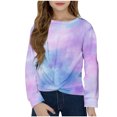 thumbnail image 2 of HAOTAGS Girls Tie Dye Print Tops 2025 Fashion Round Neck Long Sleeve Shirts Purple Size 9 Years, 2 of 9