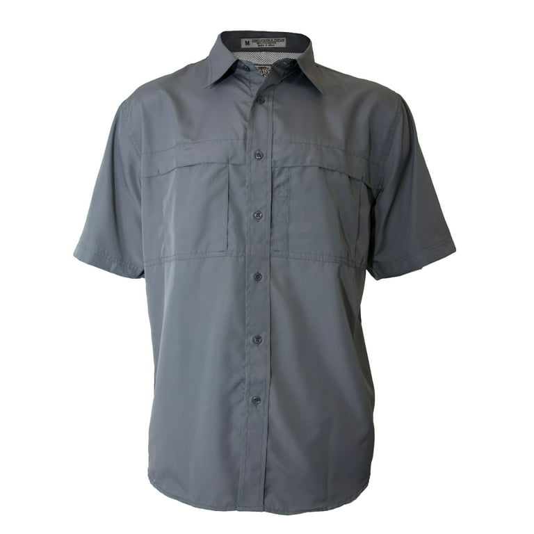Tiger Hill Men's Pescador Polyester Fishing Shirt Short Sleeves-Lead 5XL 