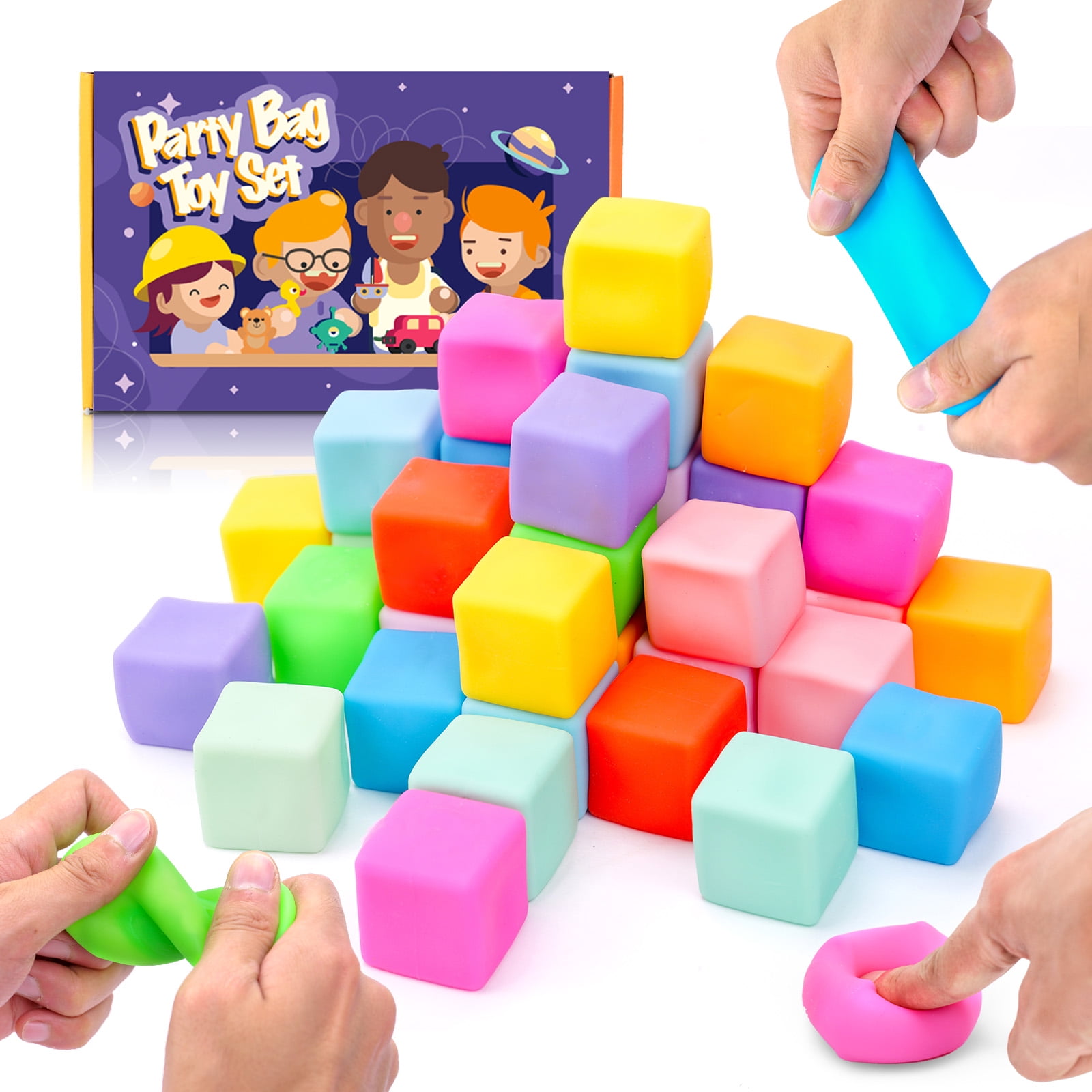 YAKHAN 36PCS Color-Changing Stress Cube - Soft, Squeezeable Stress Relief Balls for Relaxation, Ages, Ideal for Parties, Home, Classroom, and Office Use, Slow-Rebound Design, Portable