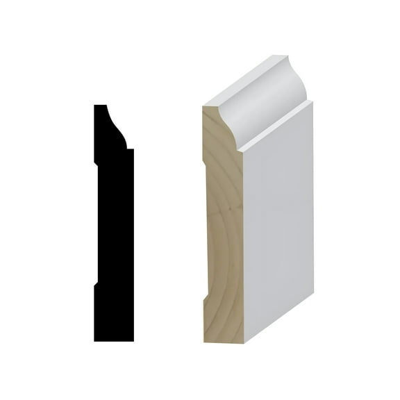 RMB 623 9/16 in.D x 3 1/4 in. W x 96 in. L Primed Finger-Joined Pine Baseboard Molding 10-pcs 80 Ft Total