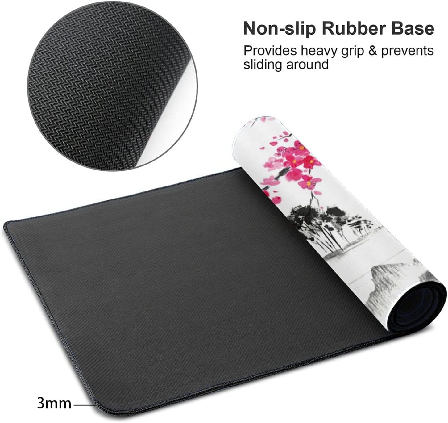 Japanese Balck Blue Purple Wave Gaming Mouse Pad 35.4 X 15.7