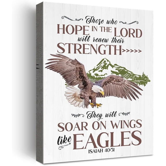 Isaiah 40:31 Eagle Bible Verse Canvas, Inspirational Scripture Wall Art, Christian Home Decor