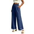 thumbnail image 7 of YuXingFu Womens Linen Pants Women Petite Relaxed Palazzo - Cargo Pocket Summer Navy XXL, 7 of 7
