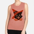 thumbnail image 2 of Vintage Witch Cat Women's Muscle Tank 2X-Large Desert Pink, 2 of 5