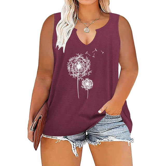 SMihono Womens Tops Womens Tank Top Women Oversize Summer Women Printed Color Dots V Neck Tank Sleeveless Tee Plus Tops Tank Tops for Women Womens Summer Tops