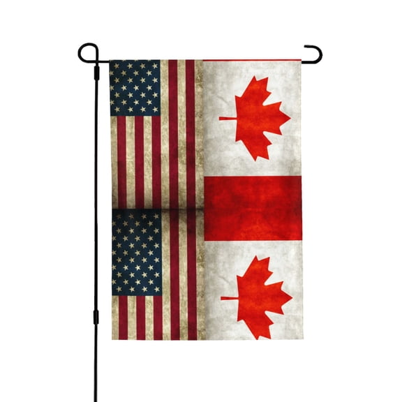 America Canada Flag Garden Flag 28x40 Double Sided Large Stained House Yard Flag For Outside Porch Lawn Decor