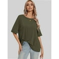 thumbnail image 2 of Oversized T Shirts for Women Short Sleeve Loose Fit Crewneck Summer Tops Casual Basic Rolled Sleeves Tee Shirt, 2 of 6