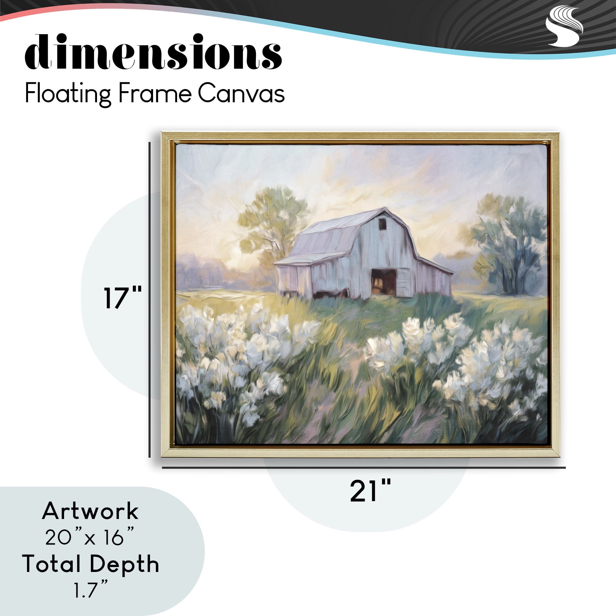 Stupell Industries Secluded Barn Landscape Gold Framed Floater Canvas Wall Art, design by Kim Allen