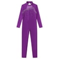 thumbnail image 2 of Aiihoo Kids Girls Dance Bodysuit Gymnastics Leotard Rhinestones Skating Jumpsuit Long Sleeve Dance Unitard Purple 12, 2 of 7