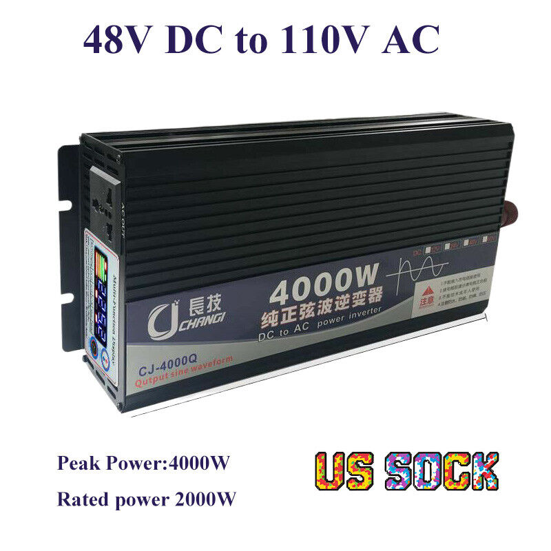 SHANNA 4000W Power Inverter Pure Sine Wave Converter DC 48V To AC 110V for Car Travel